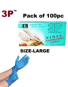 Buy 3P/Blue Vinyl Examination Gloves/ Powder Free/ Disposable