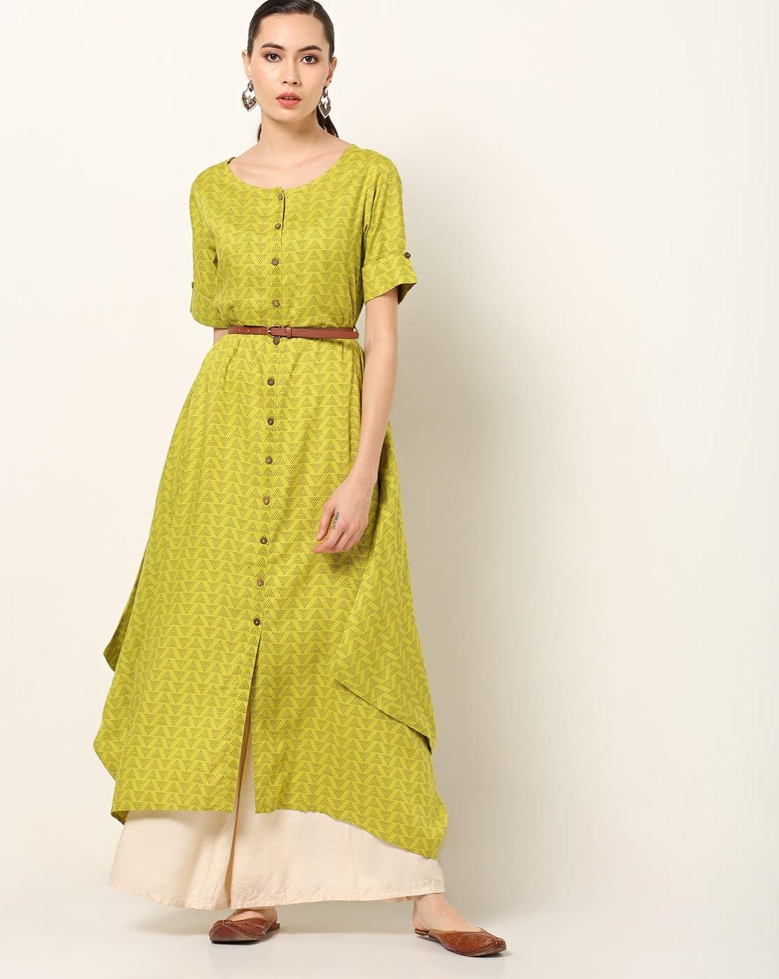 a line button front dress