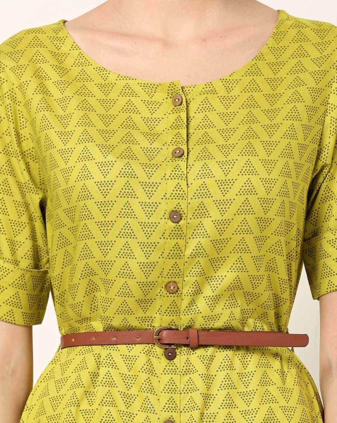 a line button front dress