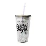 Colorbar Sipper Grey Glass with Lid and Straw 1's