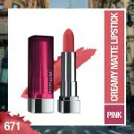Maybelline New York Color Sensational Creamy Matte Lipstick, 671 Heated Pink 1's