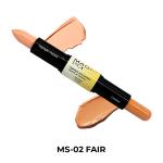 Half N Half Magic Stick 2 in 1 Cover Perfection, Highlight & Contour, Fair 02 8 gm