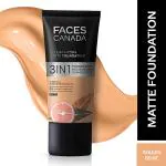 Faces Canada All Day Hydra Matte Foundation 3-In-1 Foundation + Moisturizer + SPF 30 24 Hr Aloe Hydration & Vitamin C 10Hr Long Wear Golden Beige 032 25ml