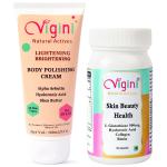 Vigini Skin Beauty Health Capsules 30's + Vigini Lightening Brightening Sun Protection UVA & UVB Body Polisging Cream 100 ml