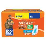 Whisper Choice Ultra Sanitary Pads (XL) 40's
