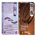 Stout Ultra Thin BareFeel Condoms 10's + Stout Intense Dots Condoms - Chocolate 10's (Combo Pack)