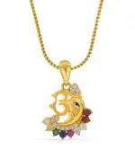Reliance Jewels 18 Kt Gold Ganesh Navratna Pendant