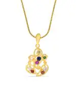 Reliance Jewels 18 Kt Gold Ganesh Navratna Pendant