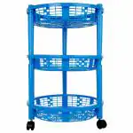 Princeware Maria Blue Round Plastic 3 Rack Trolley