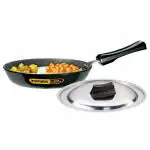 Hawkins Futura 22 cm Frying Pan, Hard Anodised Fry Pan with Stainless Steel Lid, Small Frying Pan, Black (AF22S)