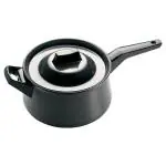 Hawkins Futura 3 Litre Handi, Hard Anodised Sauce Pan and Lid, Saucepan with a Short and a Long Handle, Biryani Handi, Black (AH3L)