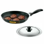 Hawkins Futura 26 cm Frying Pan, Non Stick Fry Pan with Stainless Steel Lid, Black (NF26S)