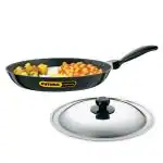 Hawkins Futura 30 cm Frying Pan, Non Stick Fry Pan with Stainless Steel Lid, Big Frying Pan, Black (NF30S)