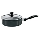 Hawkins Futura 2 Litre Curry Pan, Non Stick Saute Pan with Glass Lid, Deep Pan for Frying, Black (NCP20G)