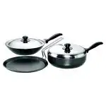 Hawkins Futura Nonstick Black Hard Anodised Cookware Sets (Pack Of 3)