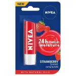 Nivea 24H Caring Lip Balm with Natural Oils, Strawberry Shine 4.8 g