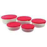 Asian Super Seal Assorted Colour Round Plastic Lunch Box (5 pcs)