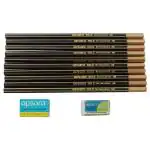 Apsara Gold Pencils with One Eraser and Sharpener (10 pcs)