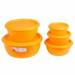 Princeware Store Fresh Orange Round Plastic Container (5 pcs)