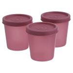 Signoraware Nano Maroon Round Plastic Medium Container 90 ml (Set of 3)