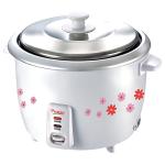 Prestige 2.8 Litre, 1000 Watt, Rice Cooker, Cool Touch Handles, Keep Warm Mode, Double Pot, Stainless Steel Lid, White Floral Design