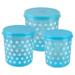 Joyo Assorted Colour Polka Printed Plastic Container 5+7+10 L (Set of 3)