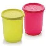 Mastercook Multicolour Round Plastic Glass Container 350 ml (2 pcs)