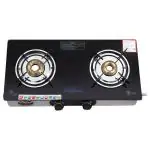 Surya Flame Classic Black Toughened Glass Top 2 Burner Gas Stove