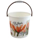 SJC Deluxe Lily Garden White Printed Plastic Bucket 18 L