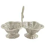 Shubhkart Silver Haldi Kumkum Stand 5.5x3.2x5 cm