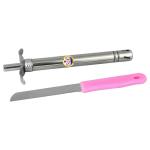 SJE SAM Pink Steel Body Lighter & Knife Set
