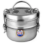 SJE Wire Round Stainless Steel 2 Container Lunch Box 8 inch