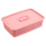 Botvel Euro Assorted Plastic Basket with Lid 23.7x16.2x6.2 cm (No. 1) (Design/colour may vary)