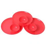 Soham Red Plastic Serving Plate and Bowl Set (6 pcs)