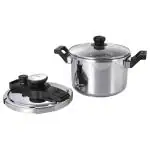 Prestige Clip-On Round Stainless Steel Pressure Cooker 5 L with Outer Glass Lid