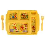 Joyo Disney Assorted Plastic Noodle Plate with Spoon and Fork 16.2 x 13.1 cm - Design/colour may vary