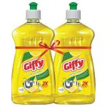 Giffy Lemon & Active Salt Concentrated Dishwash Gel 500 ml (Buy 1 Get 1)