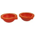 Dhruv Inc Assorted Colour Clay Akhand Diya 13x13x5 cm (2 pcs)
