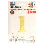 Ola Party Golden 1 Number Foil Balloon