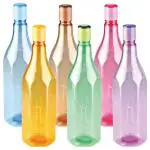 Nayasa Stacy Assorted Colour Plastic Bottle 1 L (Set of 6) - Design/colour may vary