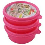 Polyset Magic Seal Round Plastic Container 300+ 170+ 170 ml 3 pcs (Design/colour may vary)