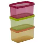 Godani Assorted Colour Rectangular Medium Plastic Container 250 ml Set of 3 (Design/colour may vary)