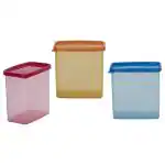 Godani Assorted Colour Rectangular Medium Plastic Container 500 ml (Set of 3) - Design / Colour may vary