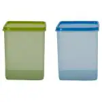 Godani Assorted Colour Square Big Tall Plastic Container 2 L (Set of 2) (Design/colour may vary)
