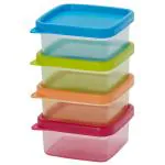 Godani Assorted Colour Tiny Tots Small Container 80 ml Set of 4 (Design/colour may vary)