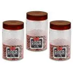 Polyset Raga Transparent Round Plastic Jar 850 ml (Set of 3)