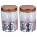 Polyset Raga Transparent Round Plastic Jar 1.2 L (Set of 2)