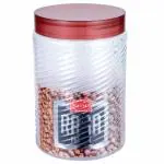 Polyset Raga Transparent Round Plastic Jar with Brown Lid 2.5 L