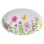 Dinesmart Pink Rose Oval Plastic Snack Tray