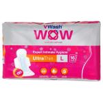 Vwash Wow Ultra Thin Sanitary Napkin with Wings (L) 16 pads